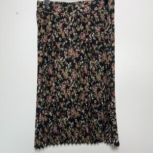 Pleione Anthropologie Women Fairy Grunge Skirt Medium Black Ditsy Floral Pleated